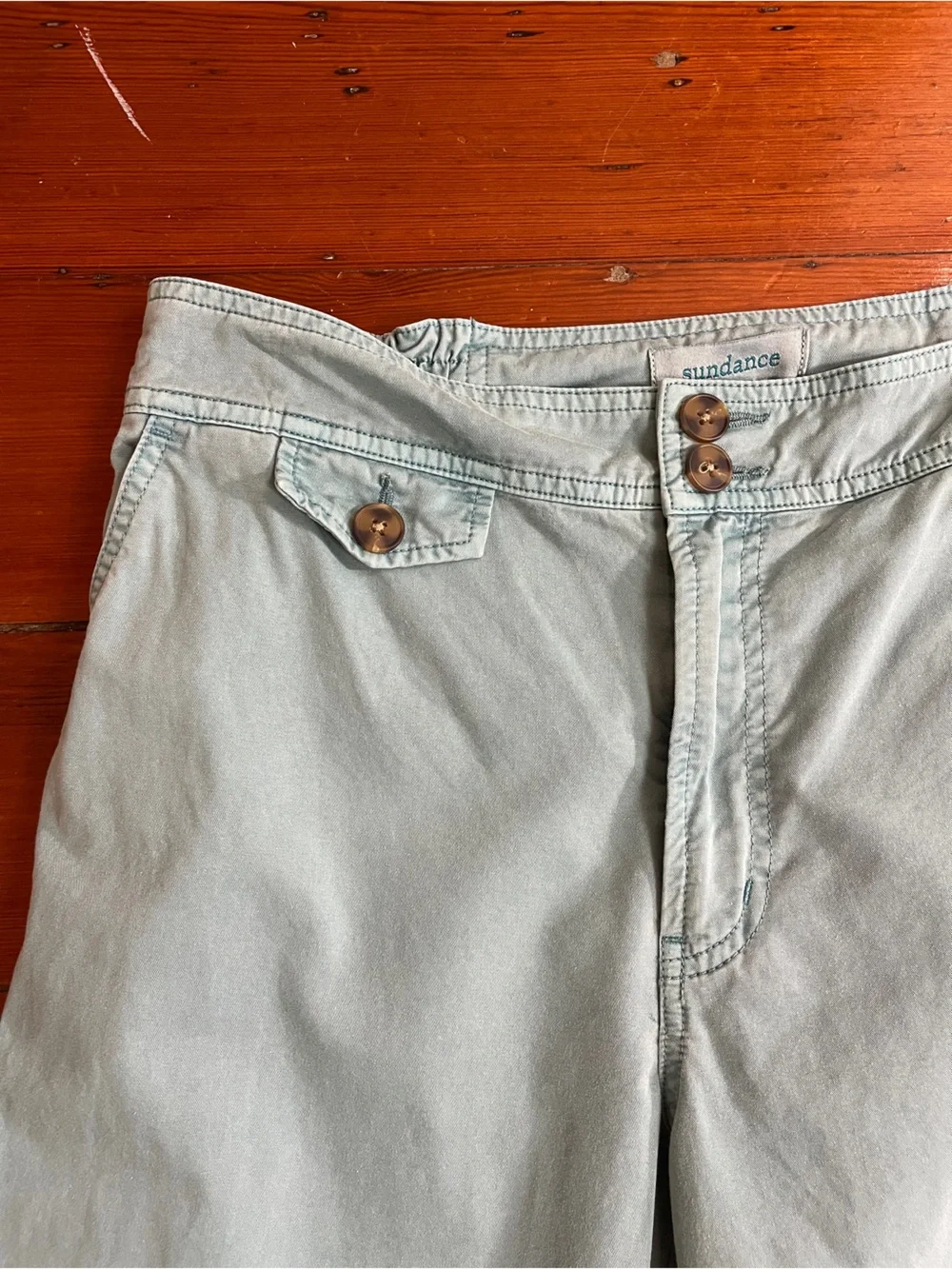 Sundance Journey 100% Cotton Lake Blue Trouser Pants Sz 8P 💚🎀
